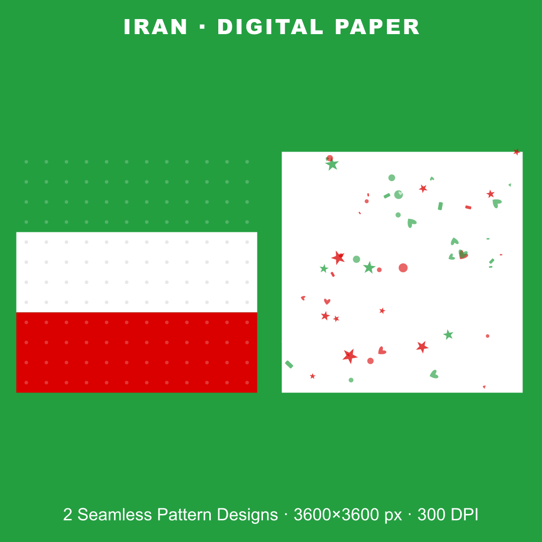 Iran Football Fan Pack — Stickers, Digital Paper, Poster & Coloring Page preview 3
