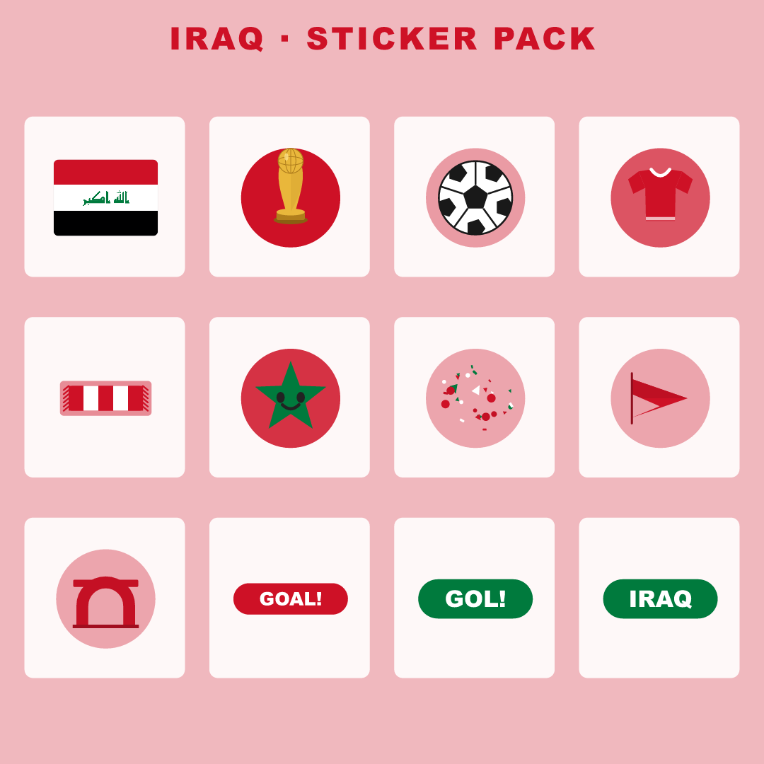Iraq Football Fan Pack — Stickers, Digital Paper, Poster & Coloring Page preview 2