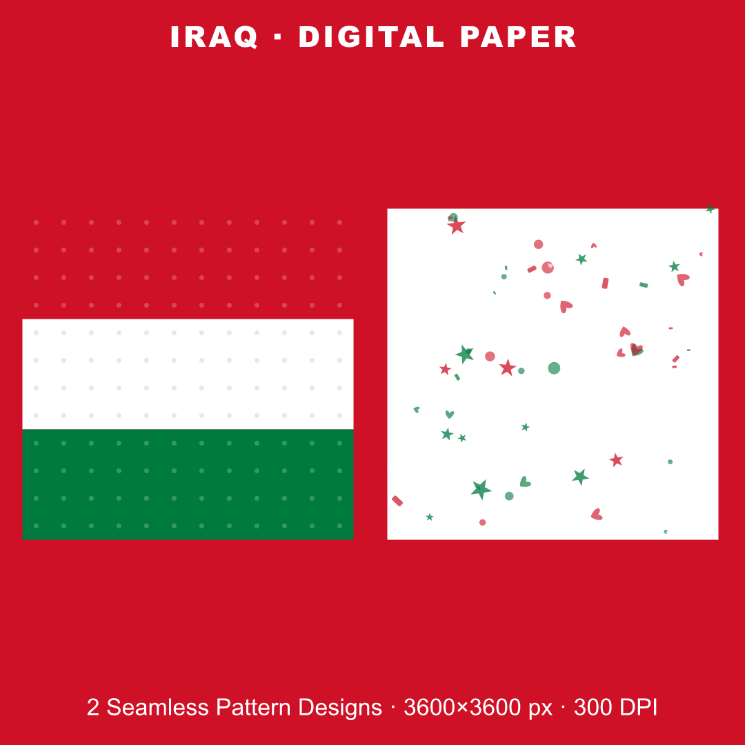 Iraq Football Fan Pack — Stickers, Digital Paper, Poster & Coloring Page preview 3
