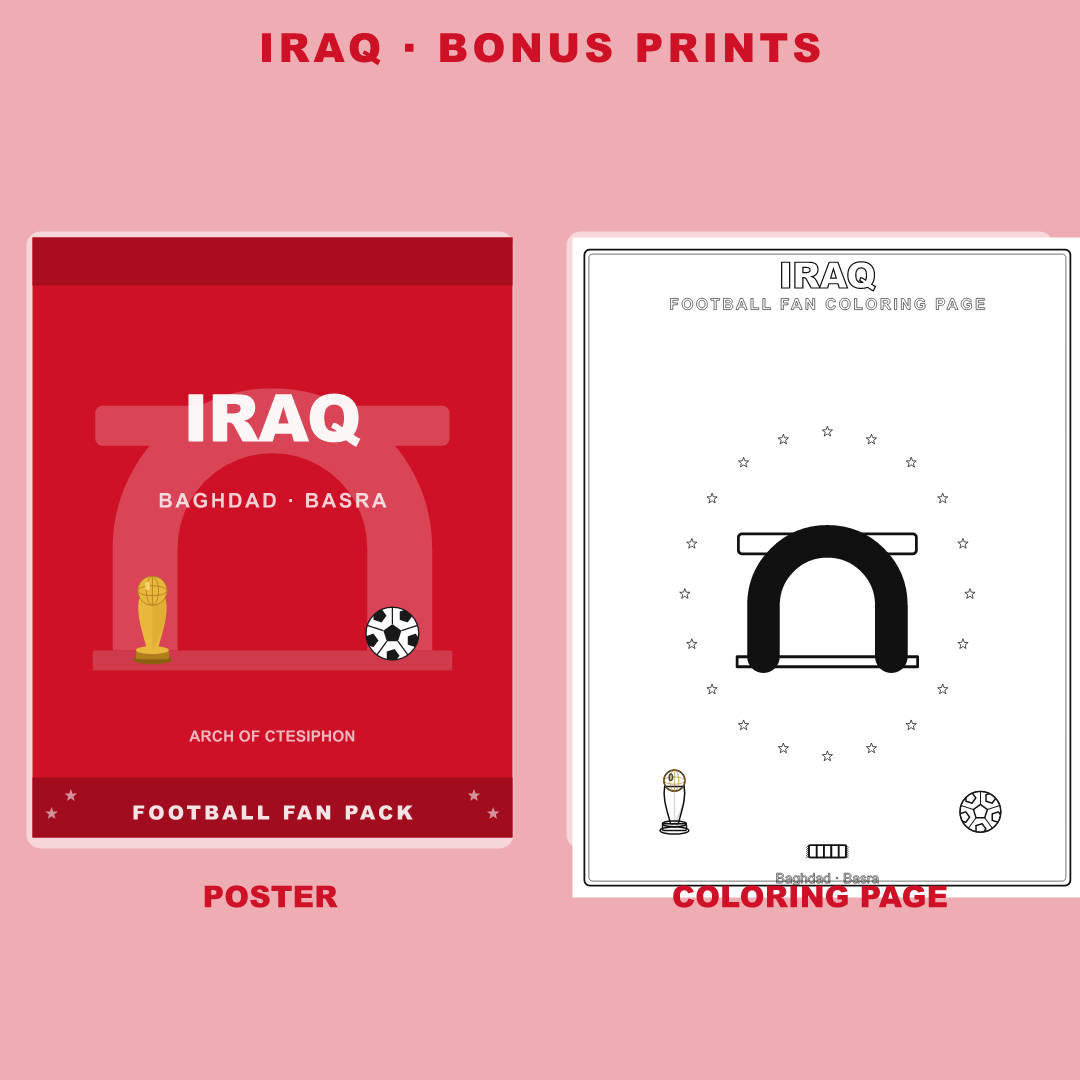 Iraq Football Fan Pack — Stickers, Digital Paper, Poster & Coloring Page preview 4