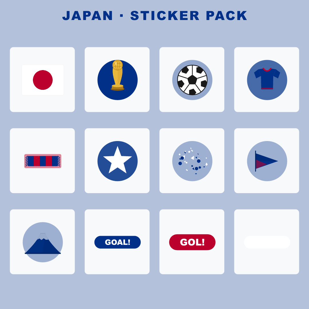 Japan Football Fan Pack — Stickers, Digital Paper, Poster & Coloring Page preview 2