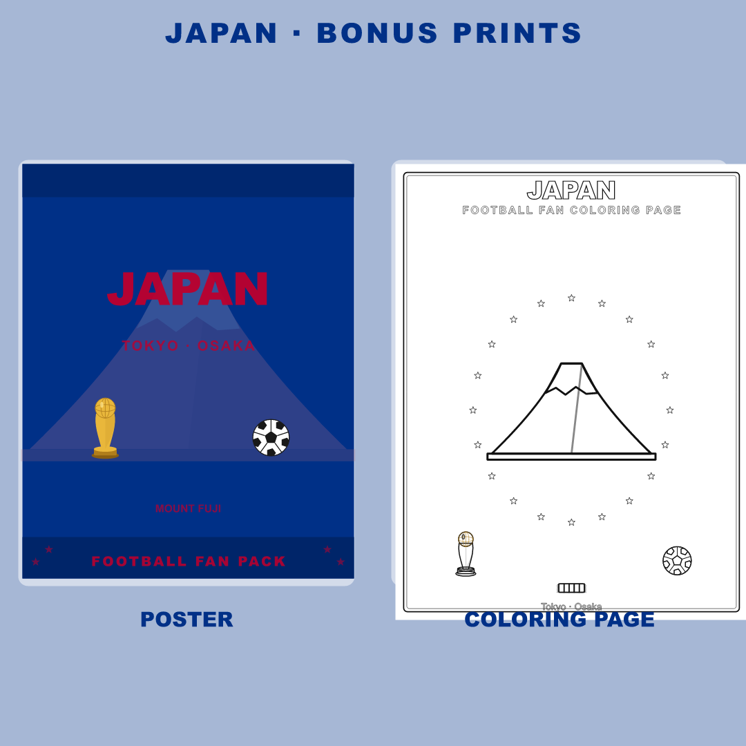 Japan Football Fan Pack — Stickers, Digital Paper, Poster & Coloring Page preview 4
