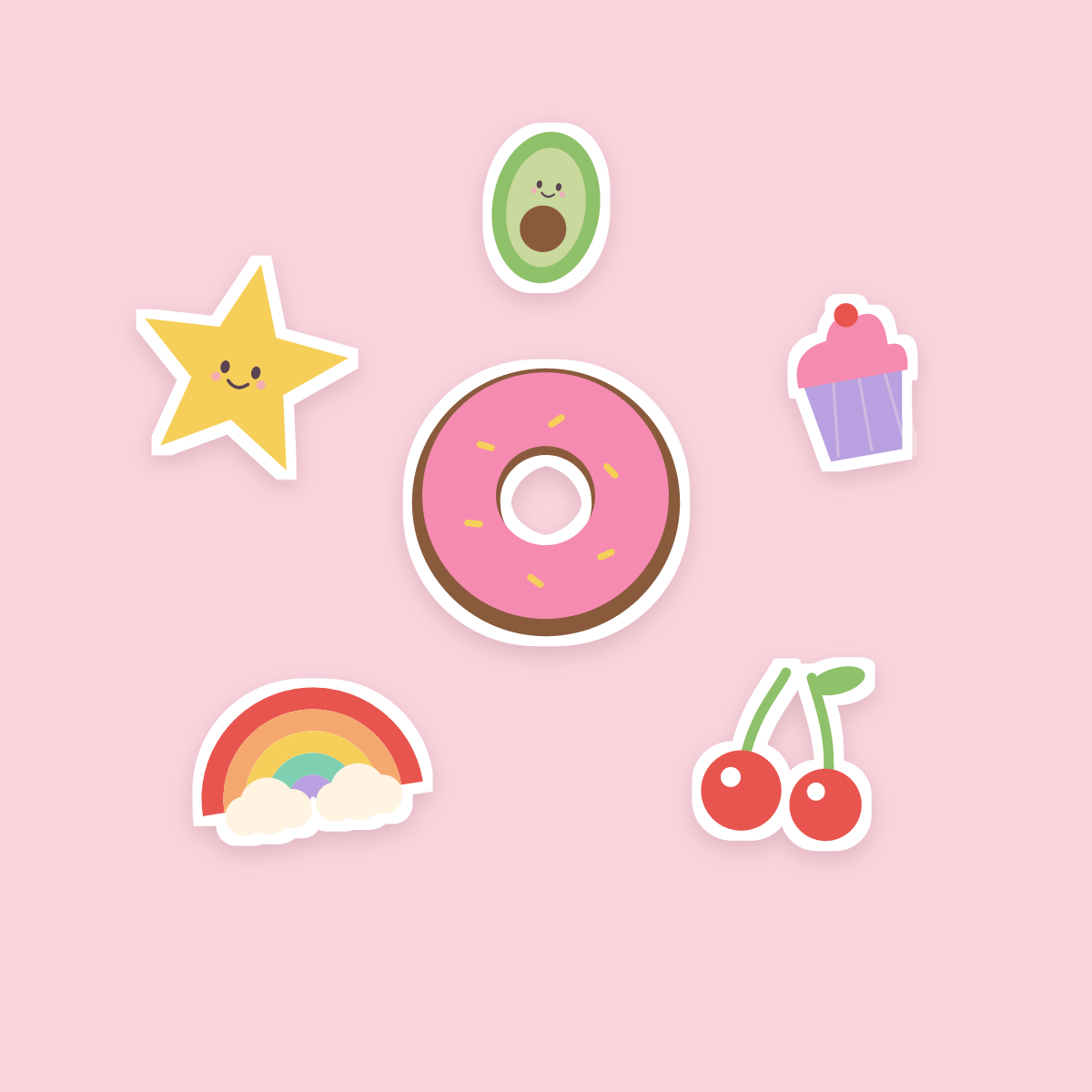 Kawaii Food Sticker Pack — 16 Die-Cut Cute Food Stickers (Donut, Boba, Avocado · PNG + SVG, Commercial Use) preview 2