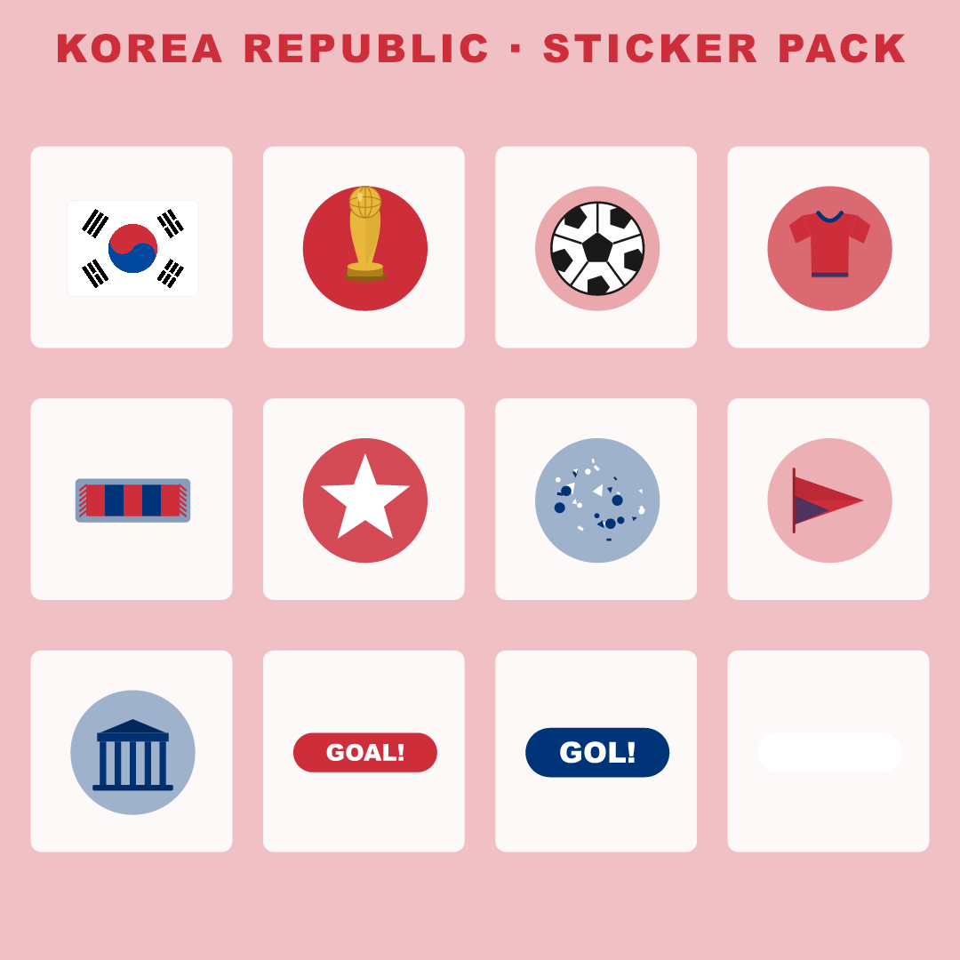 Korea Republic Football Fan Pack — Stickers, Digital Paper, Poster & Coloring Page preview 2