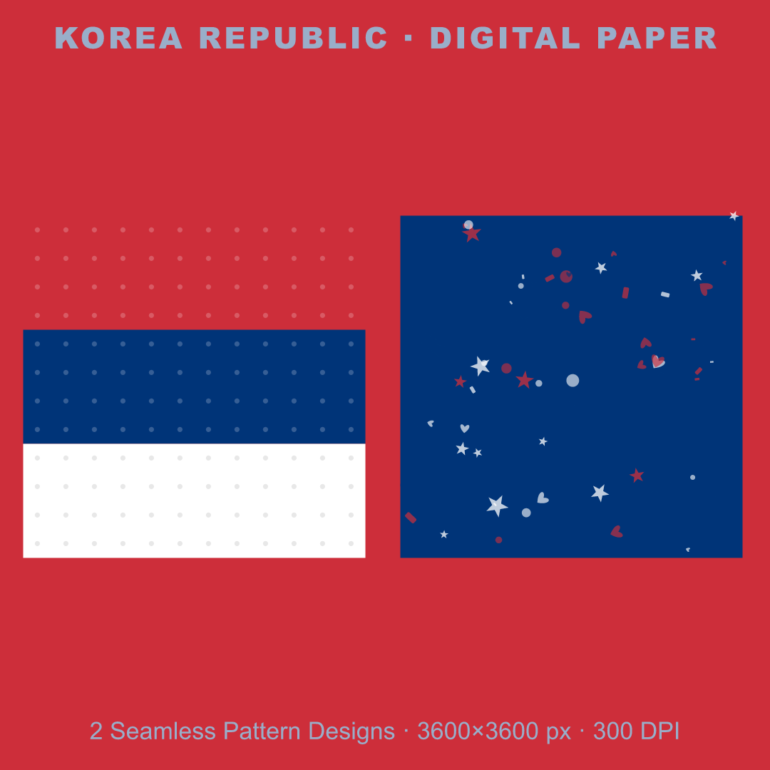 Korea Republic Football Fan Pack — Stickers, Digital Paper, Poster & Coloring Page preview 3