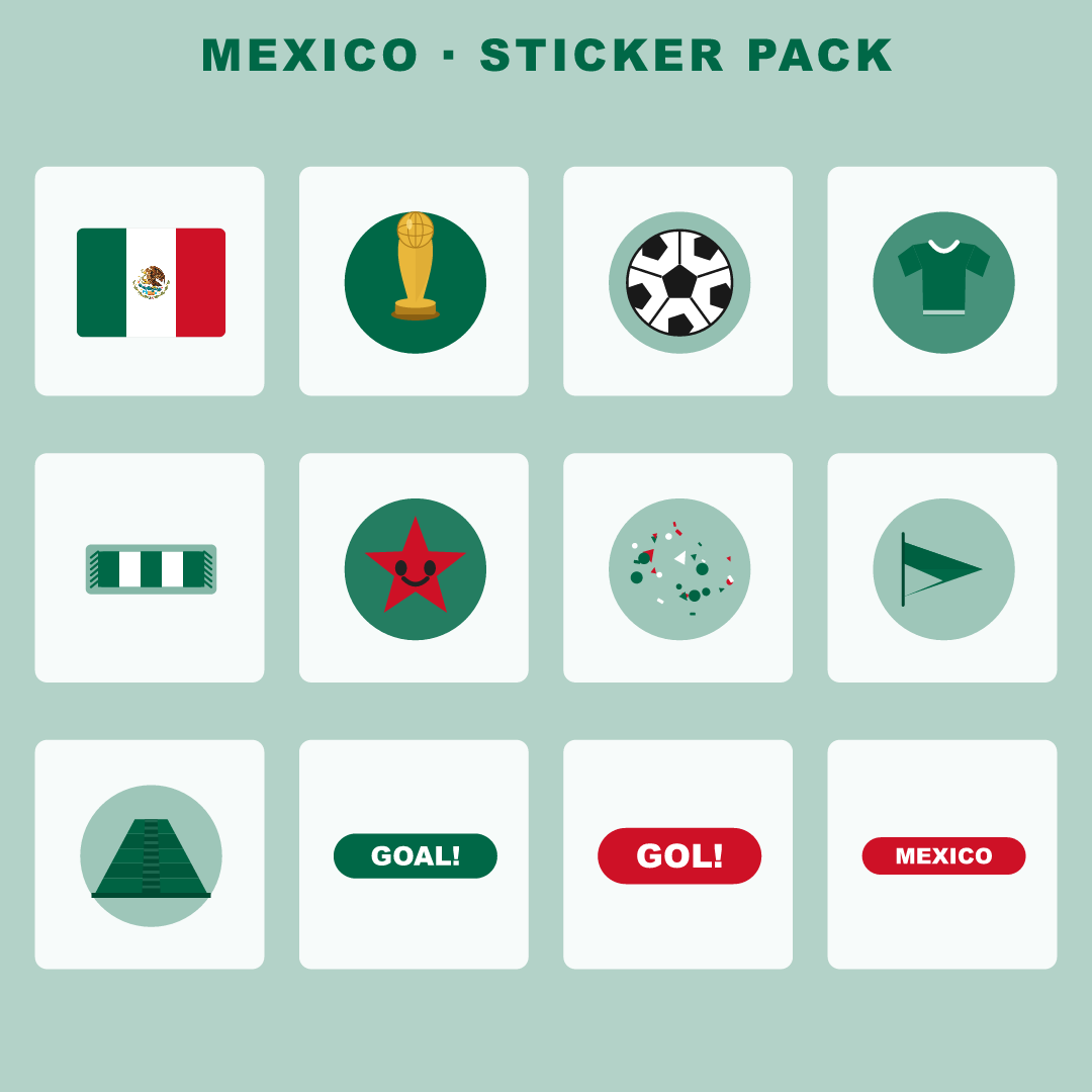 Mexico Football Fan Pack — Stickers, Digital Paper, Poster & Coloring Page preview 2