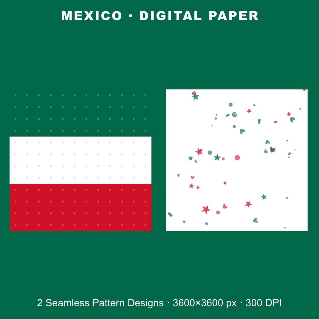 Mexico Football Fan Pack — Stickers, Digital Paper, Poster & Coloring Page preview 3