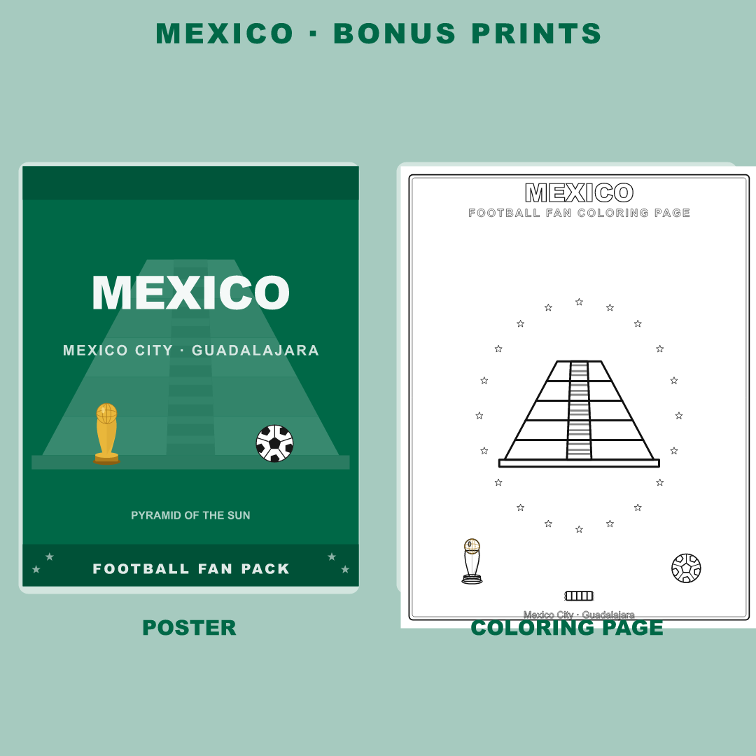Mexico Football Fan Pack — Stickers, Digital Paper, Poster & Coloring Page preview 4