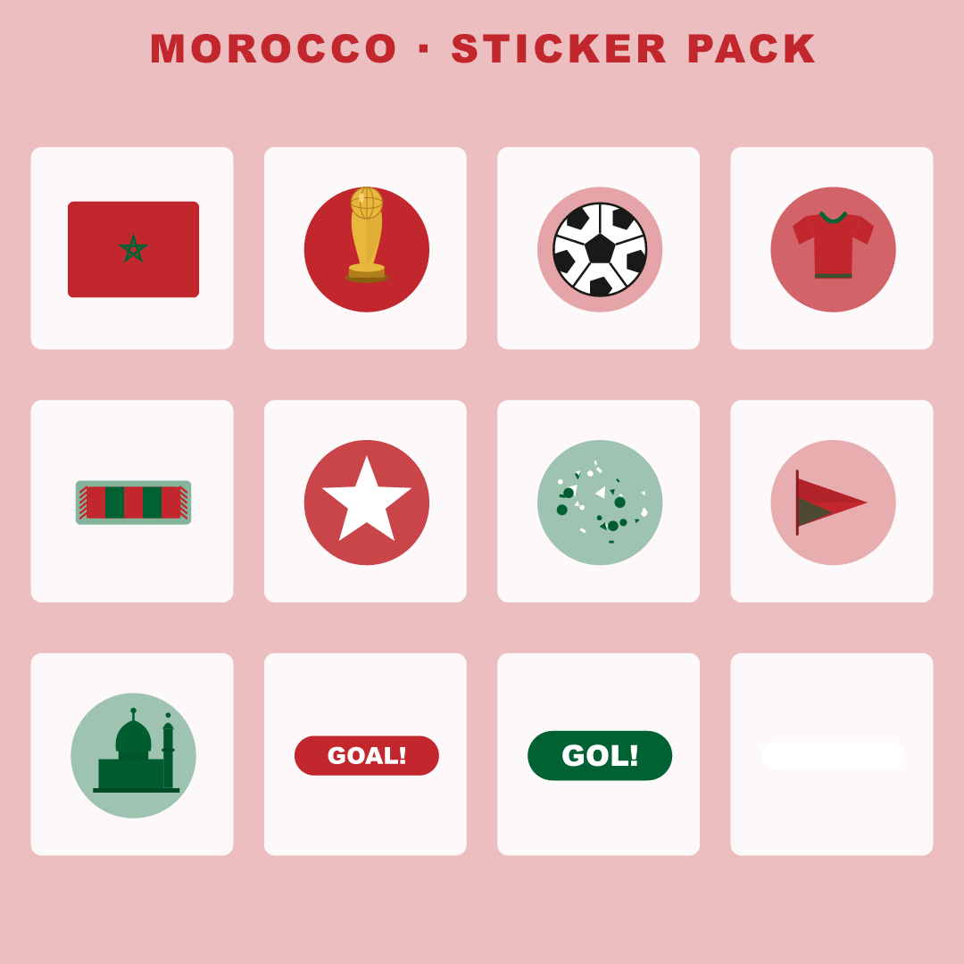 Morocco Football Fan Pack — Stickers, Digital Paper, Poster & Coloring Page preview 2