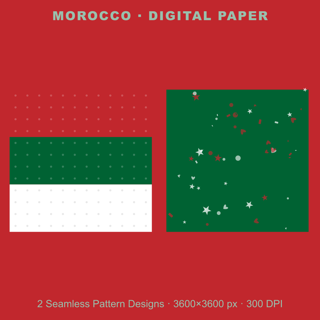 Morocco Football Fan Pack — Stickers, Digital Paper, Poster & Coloring Page preview 3