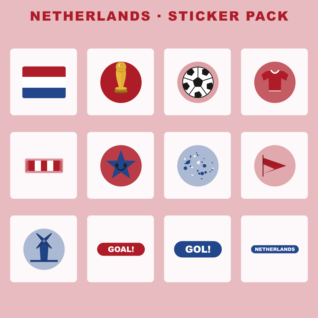 Netherlands Football Fan Pack — Stickers, Digital Paper, Poster & Coloring Page preview 2