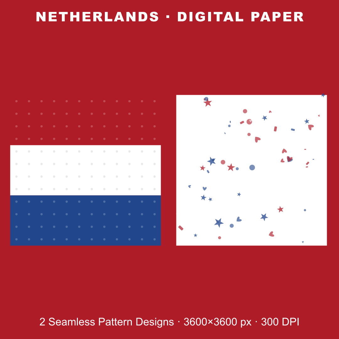 Netherlands Football Fan Pack — Stickers, Digital Paper, Poster & Coloring Page preview 3