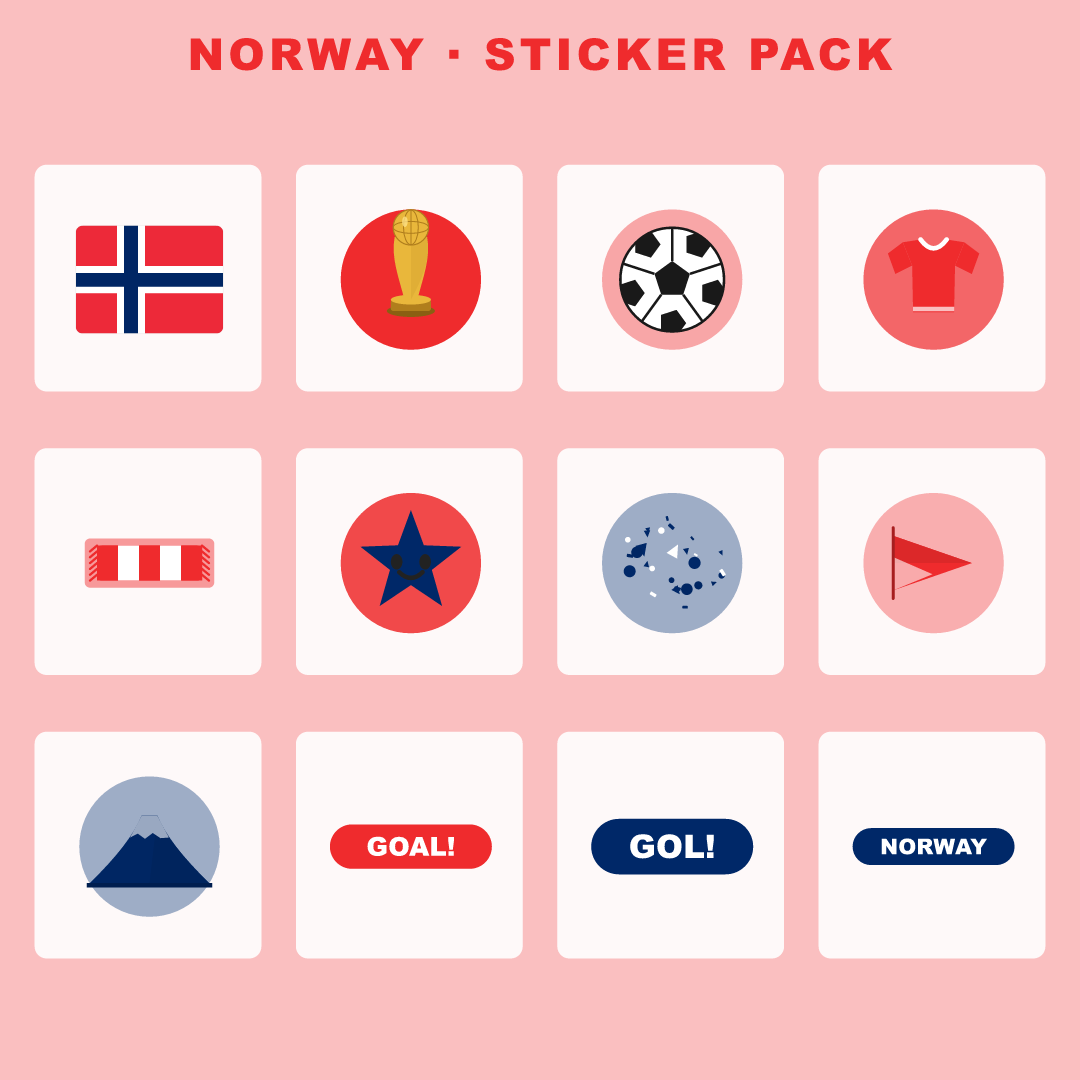 Norway Football Fan Pack — Stickers, Digital Paper, Poster & Coloring Page preview 2