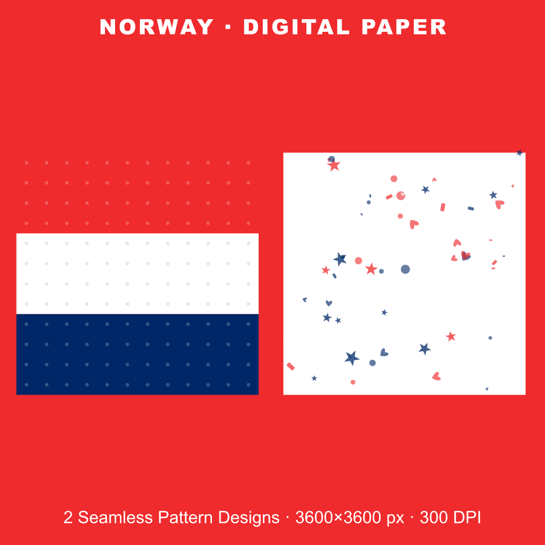 Norway Football Fan Pack — Stickers, Digital Paper, Poster & Coloring Page preview 3