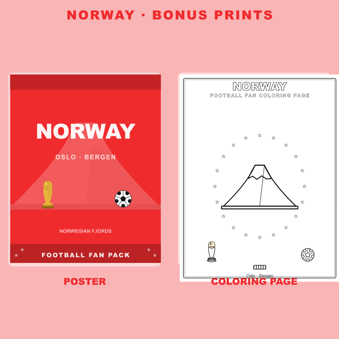 Norway Football Fan Pack — Stickers, Digital Paper, Poster & Coloring Page preview 4