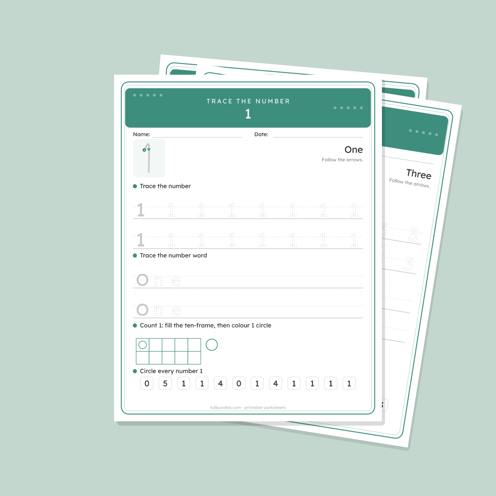Number Tracing Worksheets 1-20 — 20 Printable Counting & Number Practice Pages (Preschool & Kindergarten)