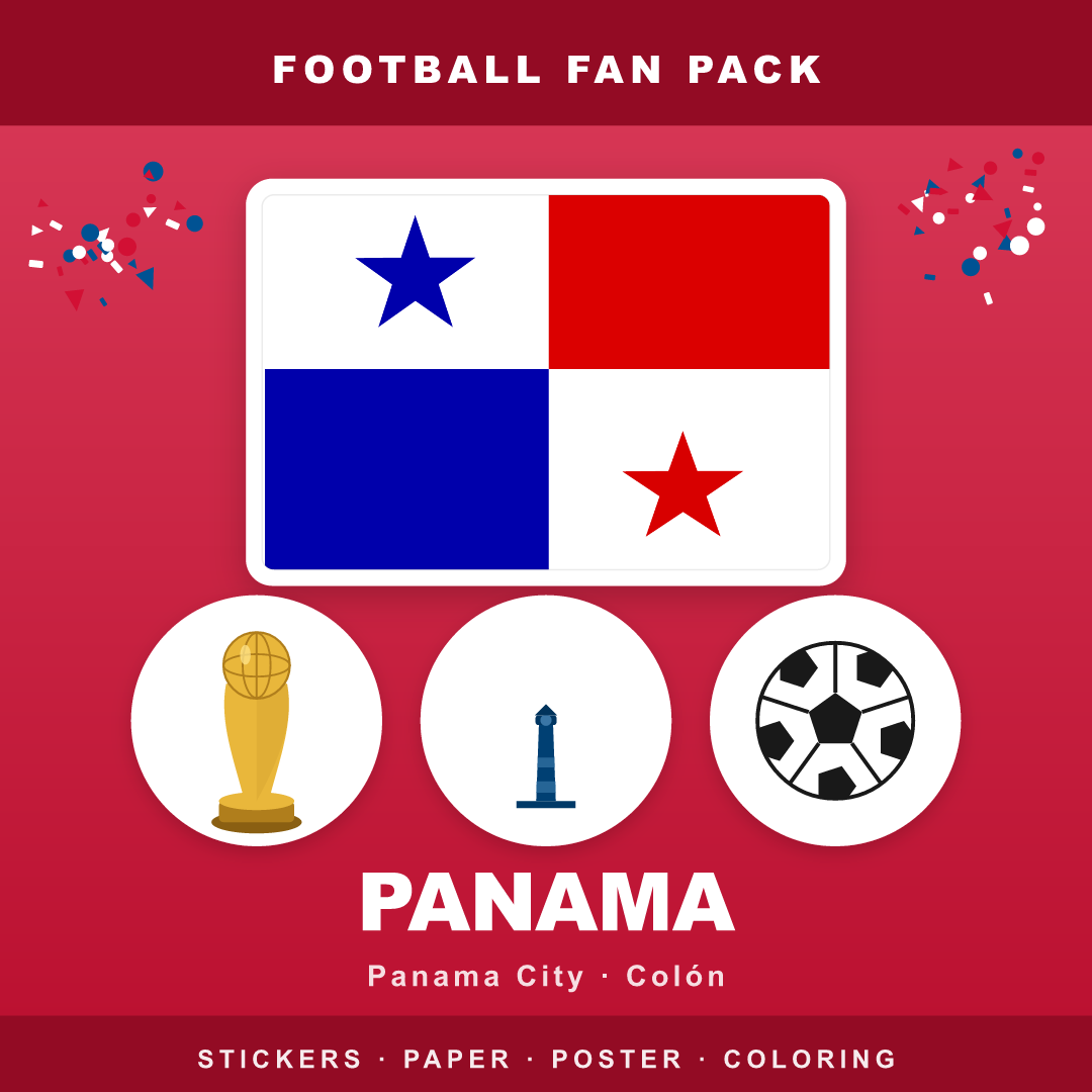 Panama Football Fan Pack — Stickers, Digital Paper, Poster & Coloring Page