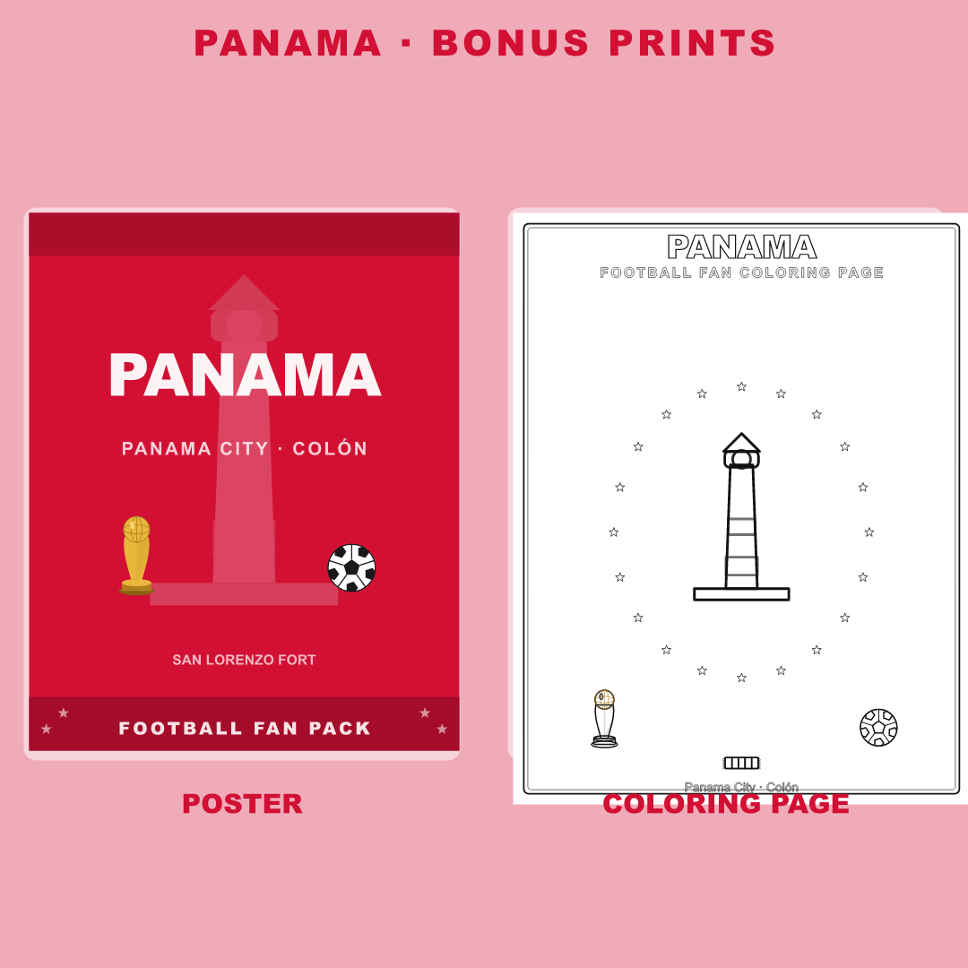 Panama Football Fan Pack — Stickers, Digital Paper, Poster & Coloring Page preview 4