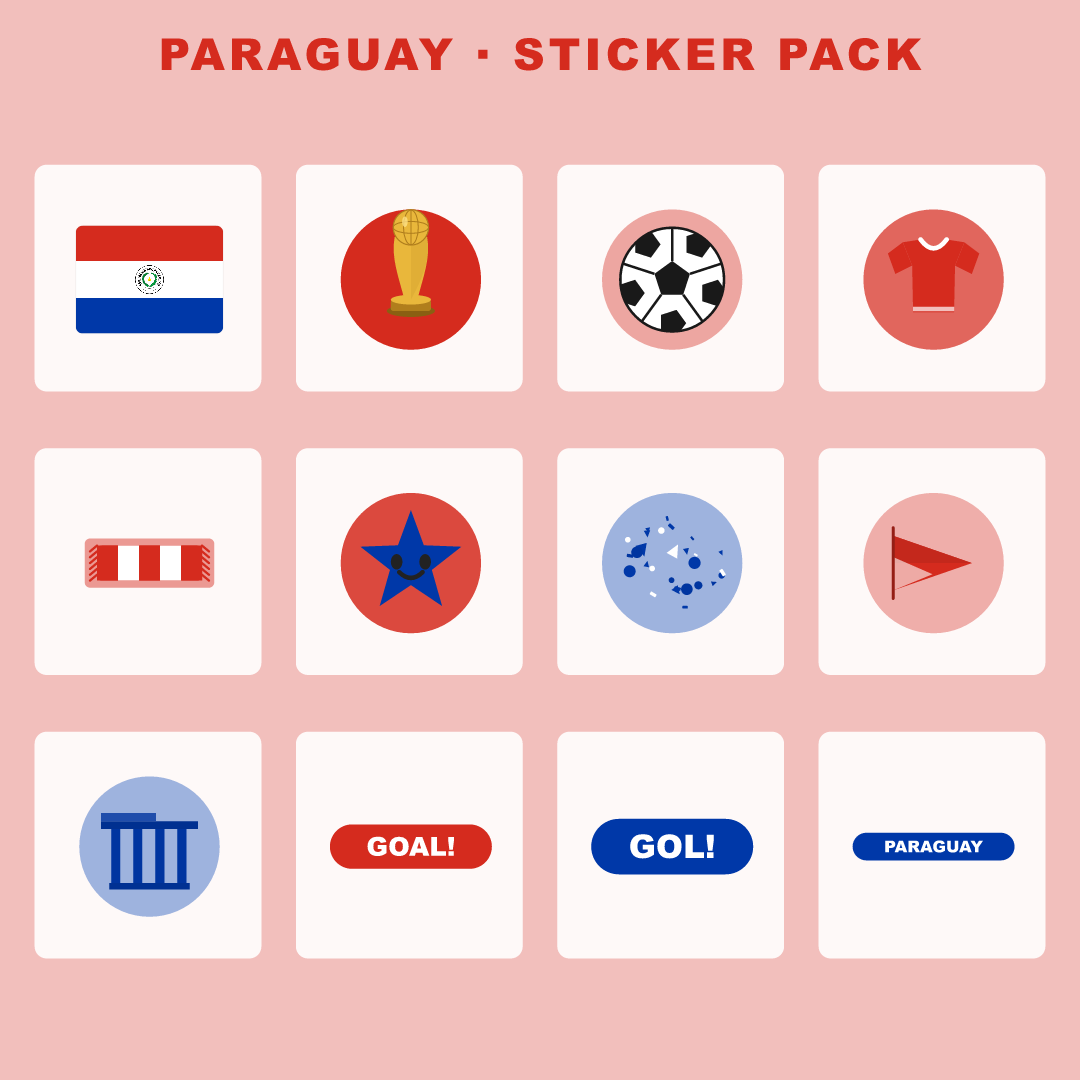 Paraguay Football Fan Pack — Stickers, Digital Paper, Poster & Coloring Page preview 2