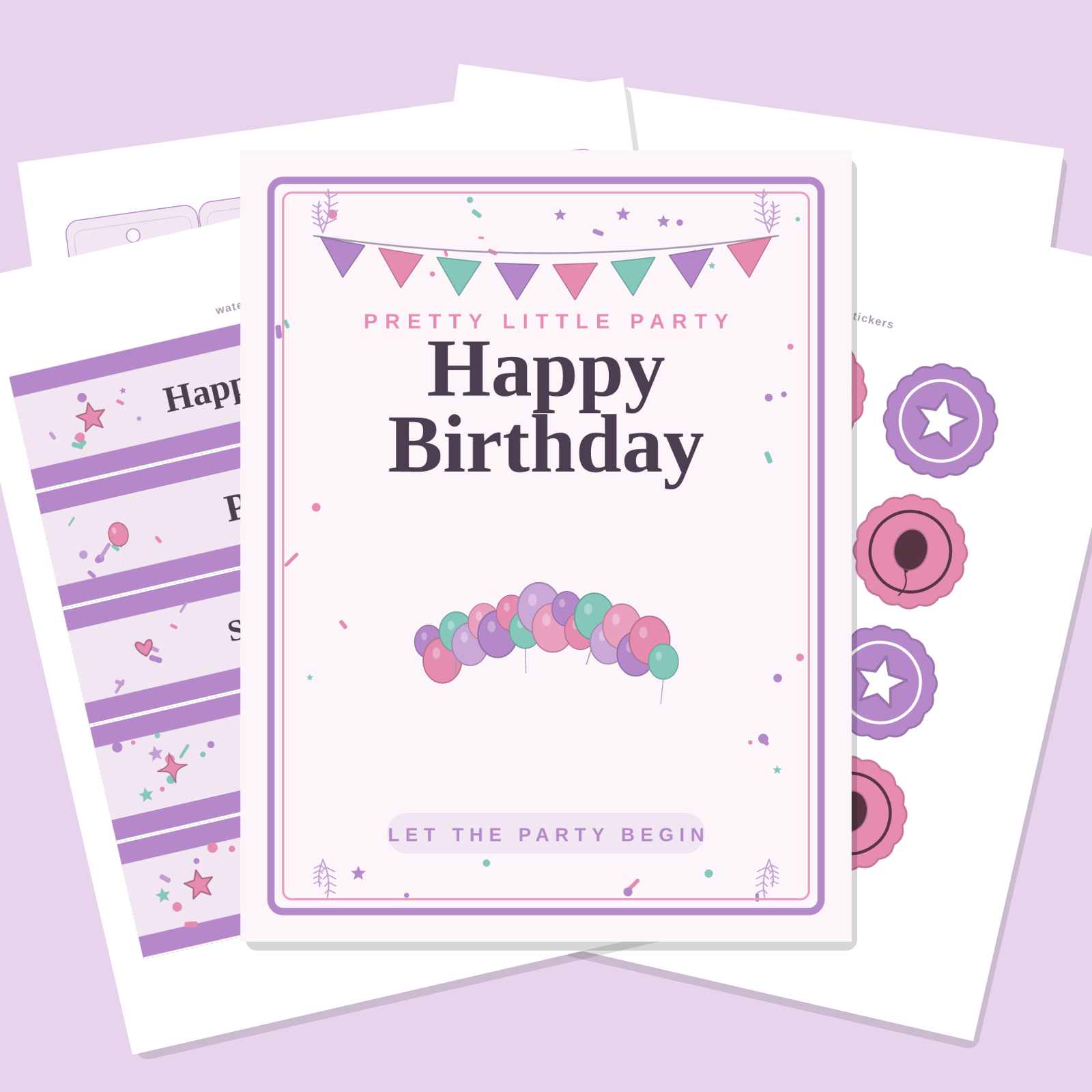 Pastel Birthday Printables Set — Cupcake Toppers, Favor Tags, Labels & Welcome Sign (Printable PDF + SVG)