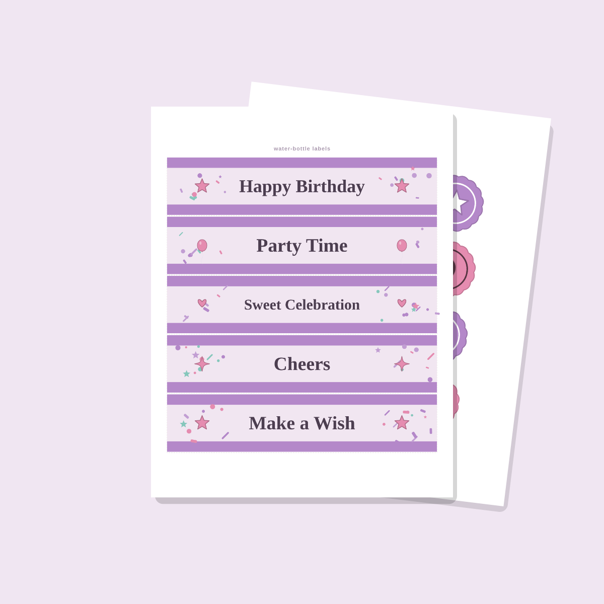 Pastel Birthday Printables Set — Cupcake Toppers, Favor Tags, Labels & Welcome Sign (Printable PDF + SVG) preview 4