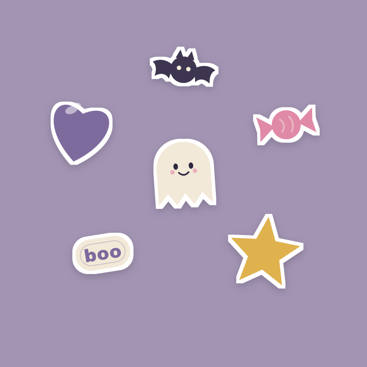 Pastel Halloween Sticker Pack — 14 Die-Cut Ghost, Pumpkin & Bat Stickers (PNG + SVG, Commercial Use) preview 2