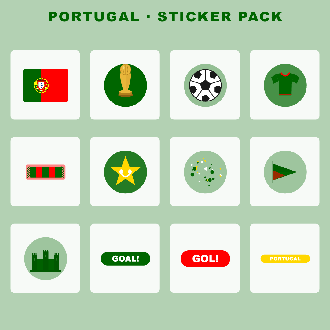 Portugal Football Fan Pack — Stickers, Digital Paper, Poster & Coloring Page preview 2