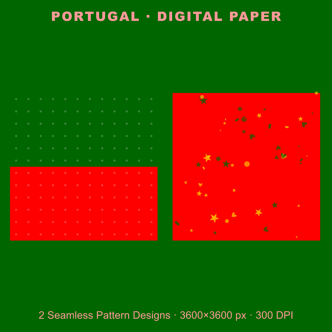 Portugal Football Fan Pack — Stickers, Digital Paper, Poster & Coloring Page preview 3