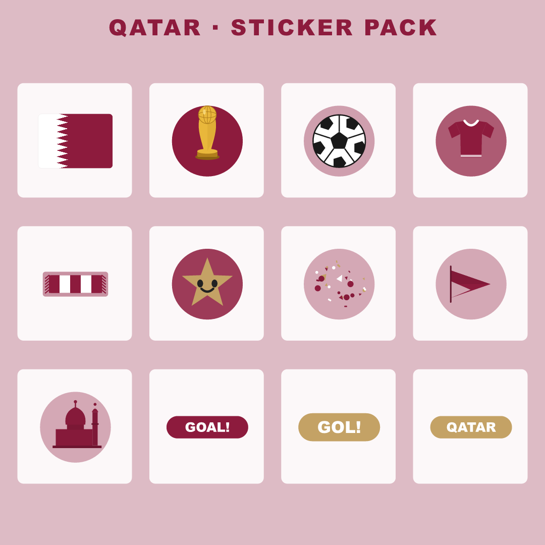 Qatar Football Fan Pack — Stickers, Digital Paper, Poster & Coloring Page preview 2
