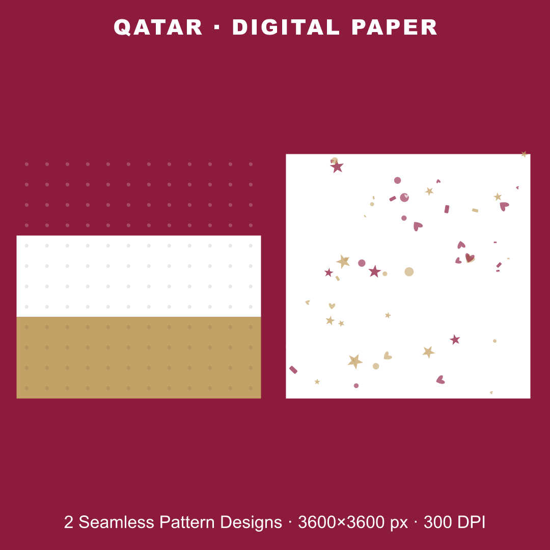 Qatar Football Fan Pack — Stickers, Digital Paper, Poster & Coloring Page preview 3