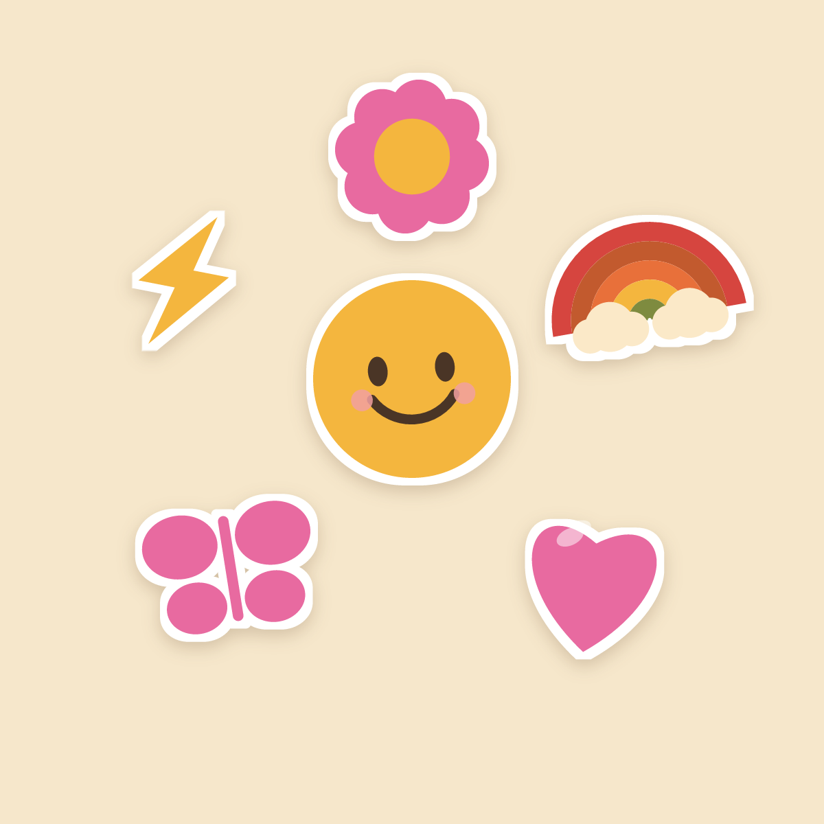 Retro Groovy Sticker Pack — 16 Die-Cut Smiley, Daisy & Rainbow Stickers (PNG + SVG, Commercial Use) preview 2