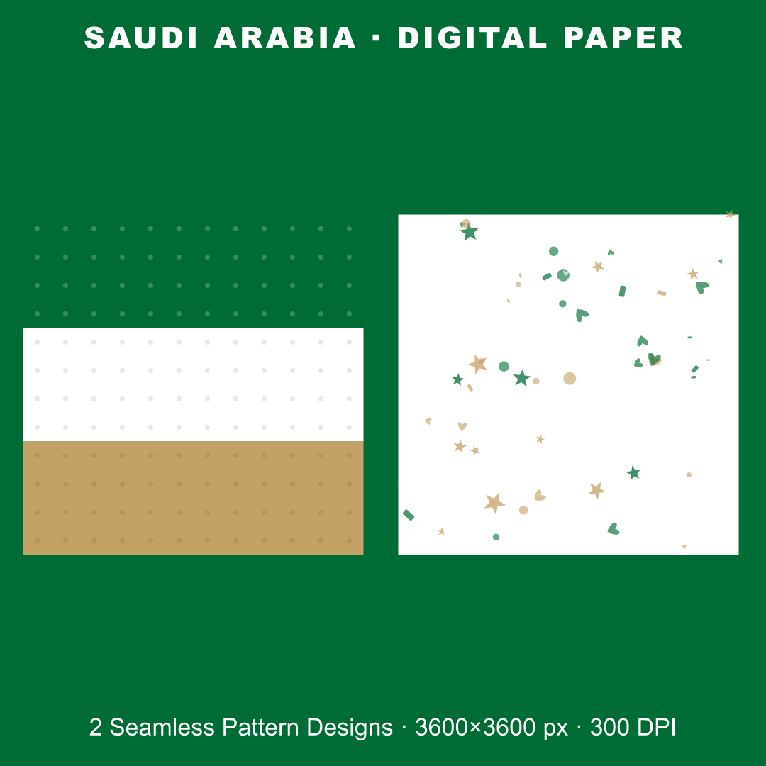 Saudi Arabia Football Fan Pack — Stickers, Digital Paper, Poster & Coloring Page preview 3