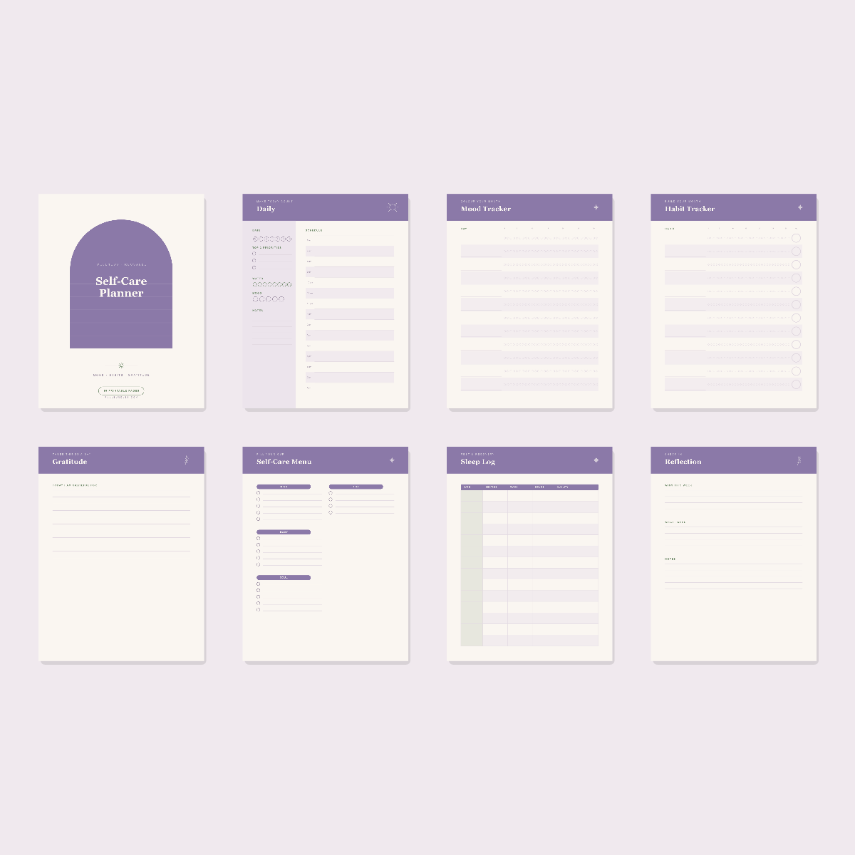 Self-Care & Wellness Planner — 10 Printable Pages (A4 + US Letter PDF + SVG) preview 3
