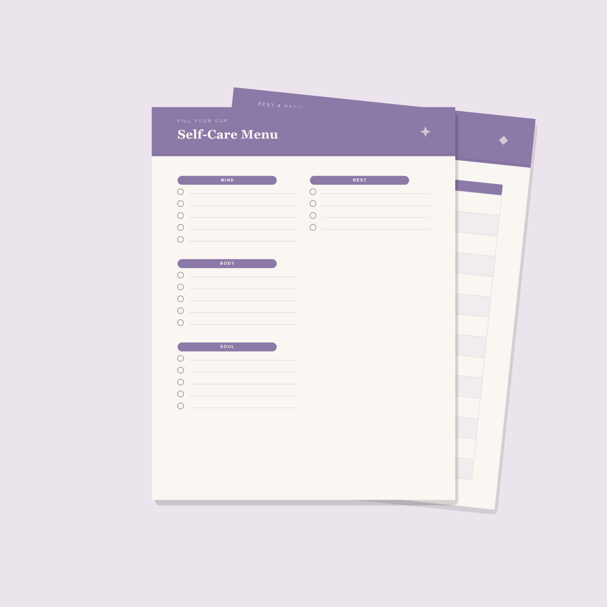 Self-Care & Wellness Planner — 10 Printable Pages (A4 + US Letter PDF + SVG) preview 4