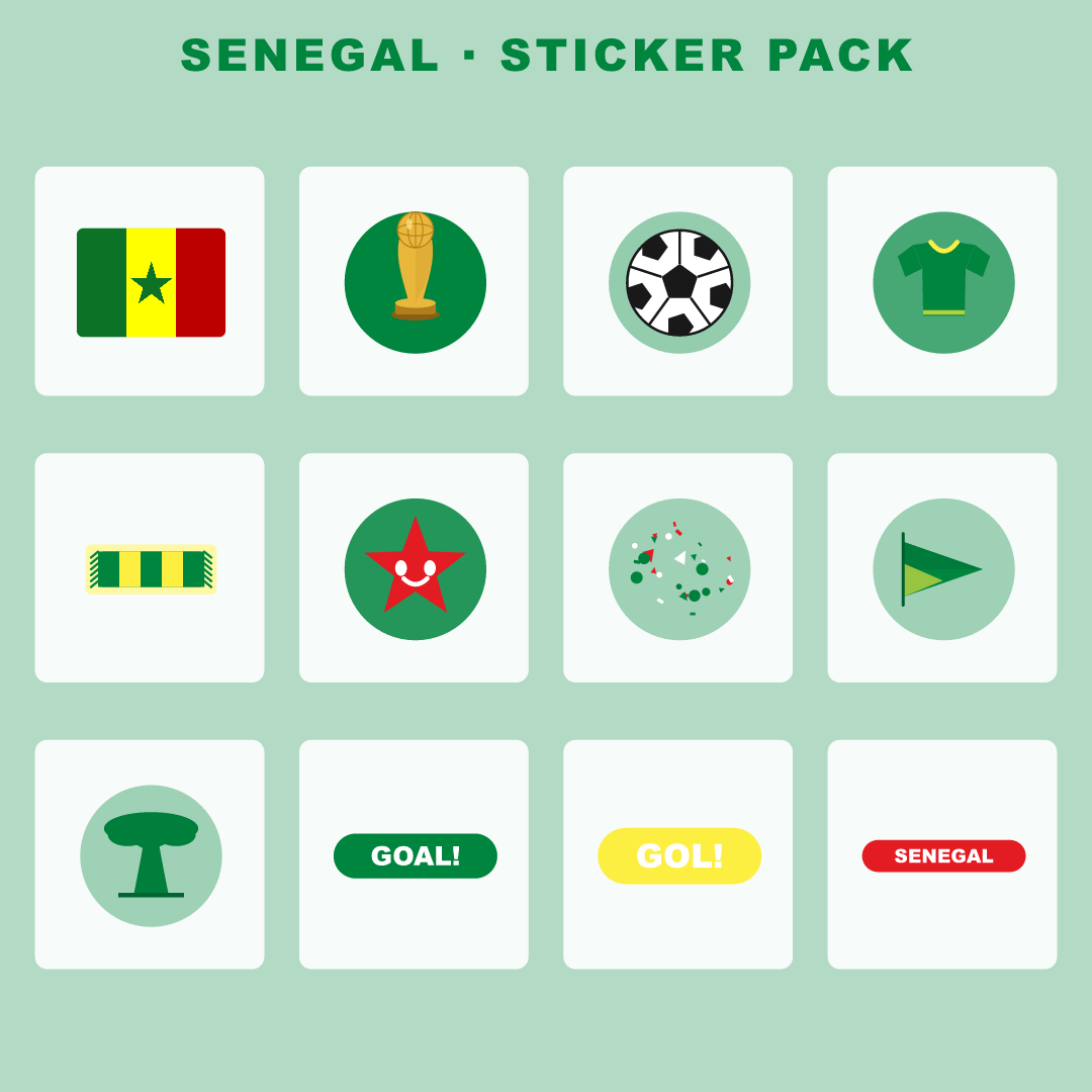 Senegal Football Fan Pack — Stickers, Digital Paper, Poster & Coloring Page preview 2