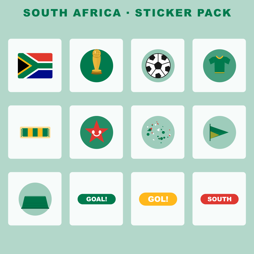 South Africa Football Fan Pack — Stickers, Digital Paper, Poster & Coloring Page preview 2