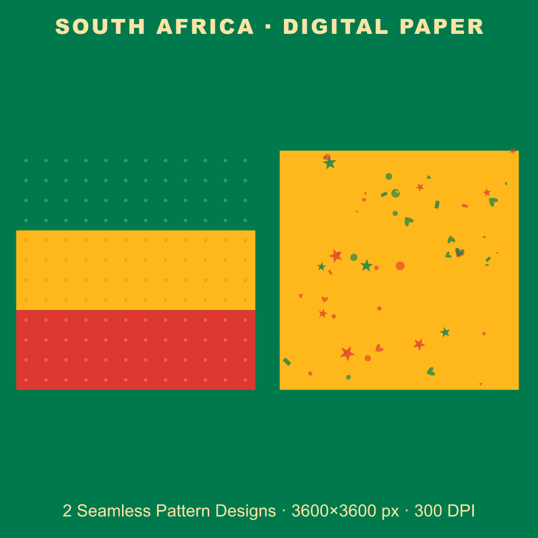 South Africa Football Fan Pack — Stickers, Digital Paper, Poster & Coloring Page preview 3