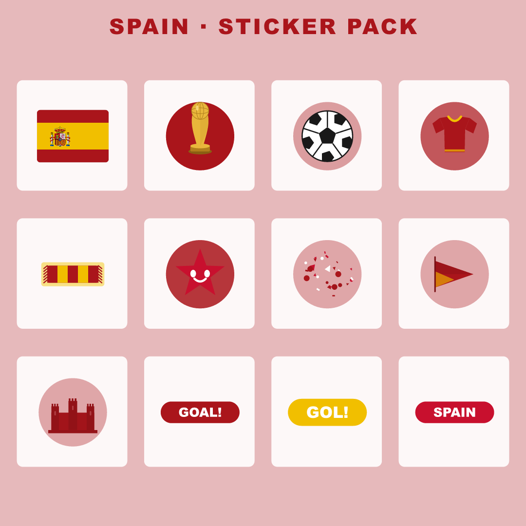 Spain Football Fan Pack — Stickers, Digital Paper, Poster & Coloring Page preview 2