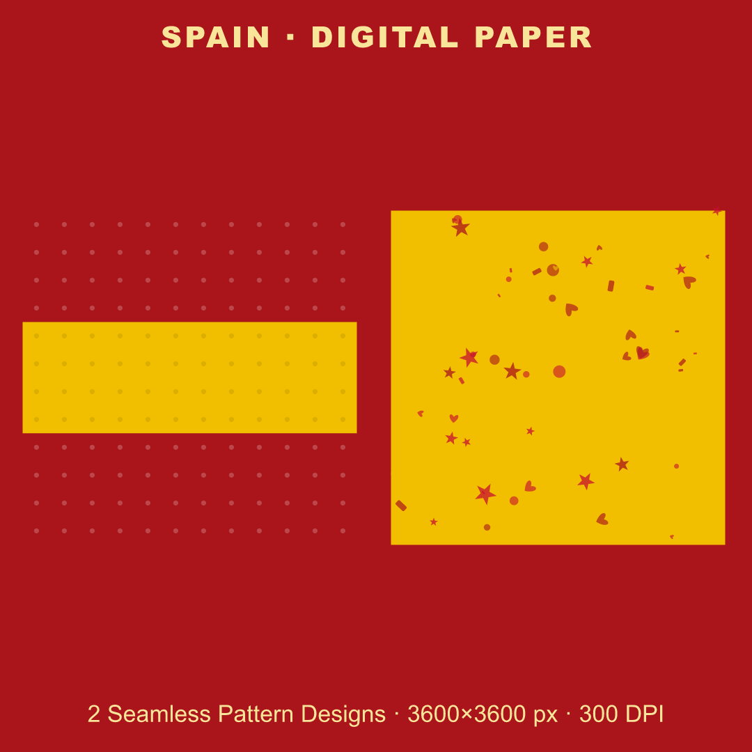 Spain Football Fan Pack — Stickers, Digital Paper, Poster & Coloring Page preview 3