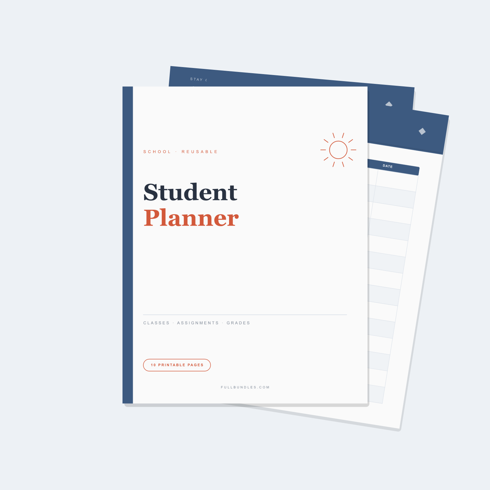 Student Academic Planner — 10 Printable Pages (A4 + US Letter PDF + SVG)