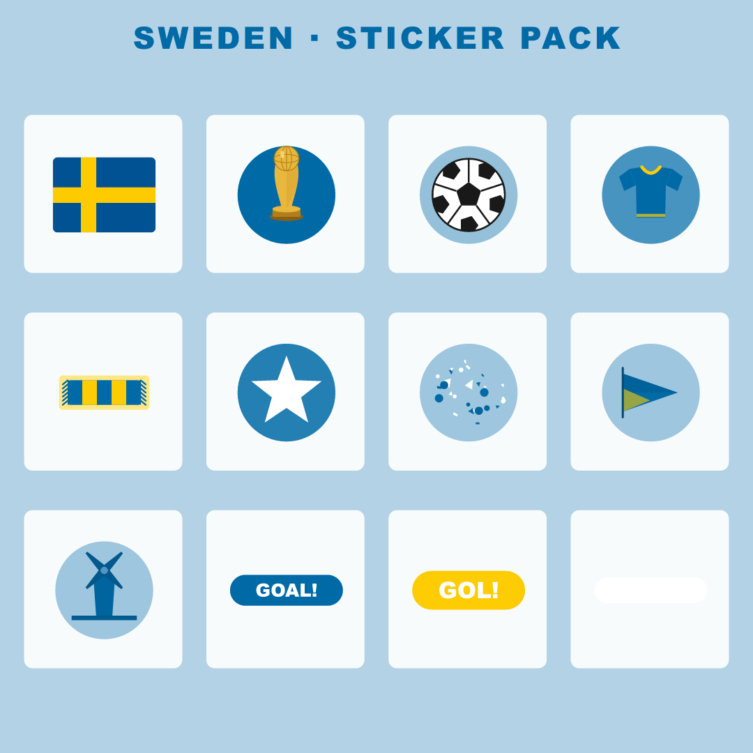 Sweden Football Fan Pack — Stickers, Digital Paper, Poster & Coloring Page preview 2
