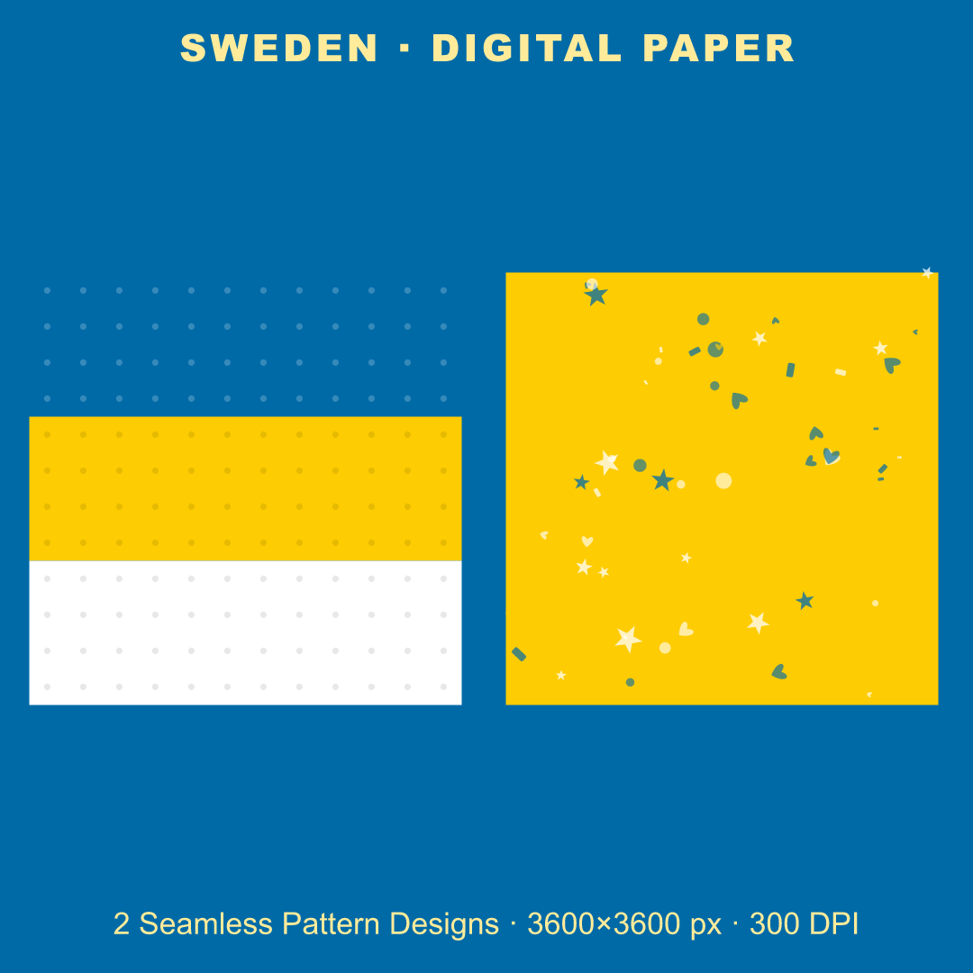 Sweden Football Fan Pack — Stickers, Digital Paper, Poster & Coloring Page preview 3