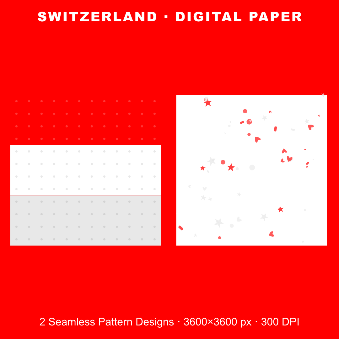Switzerland Football Fan Pack — Stickers, Digital Paper, Poster & Coloring Page preview 3