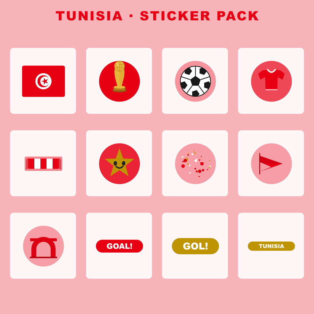 Tunisia Football Fan Pack — Stickers, Digital Paper, Poster & Coloring Page preview 2