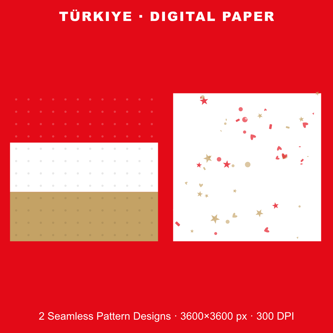 Türkiye Football Fan Pack — Stickers, Digital Paper, Poster & Coloring Page preview 3