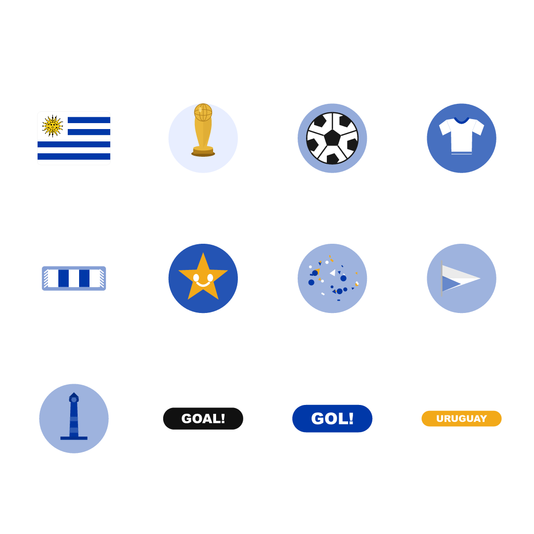 Uruguay Football Fan Pack — Stickers, Digital Paper, Poster & Coloring Page preview 2
