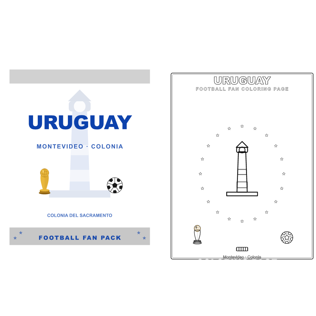 Uruguay Football Fan Pack — Stickers, Digital Paper, Poster & Coloring Page preview 4