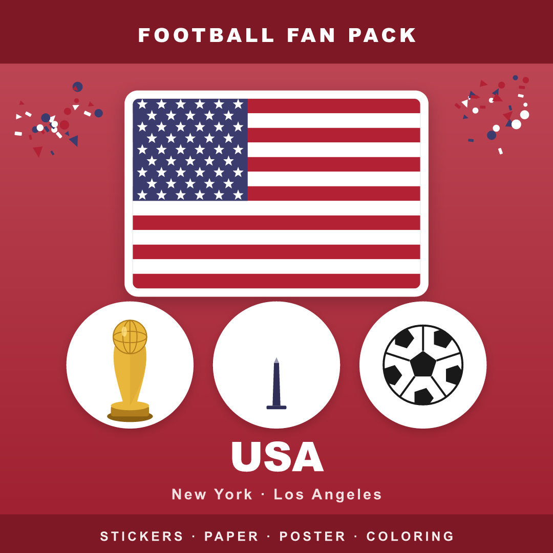 USA Football Fan Pack — Stickers, Digital Paper, Poster & Coloring Page