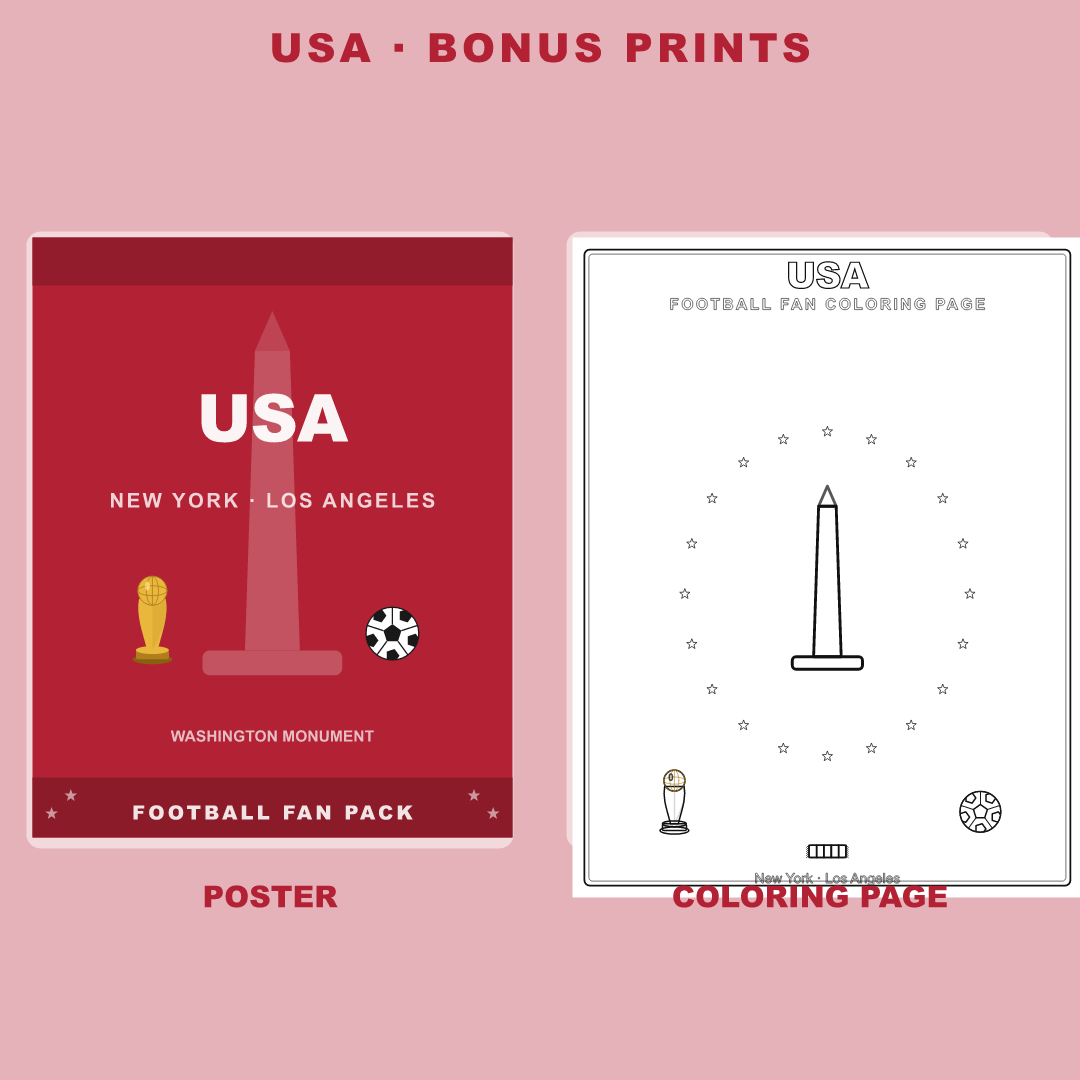 USA Football Fan Pack — Stickers, Digital Paper, Poster & Coloring Page preview 4