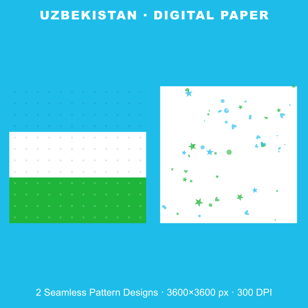 Uzbekistan Football Fan Pack — Stickers, Digital Paper, Poster & Coloring Page preview 3